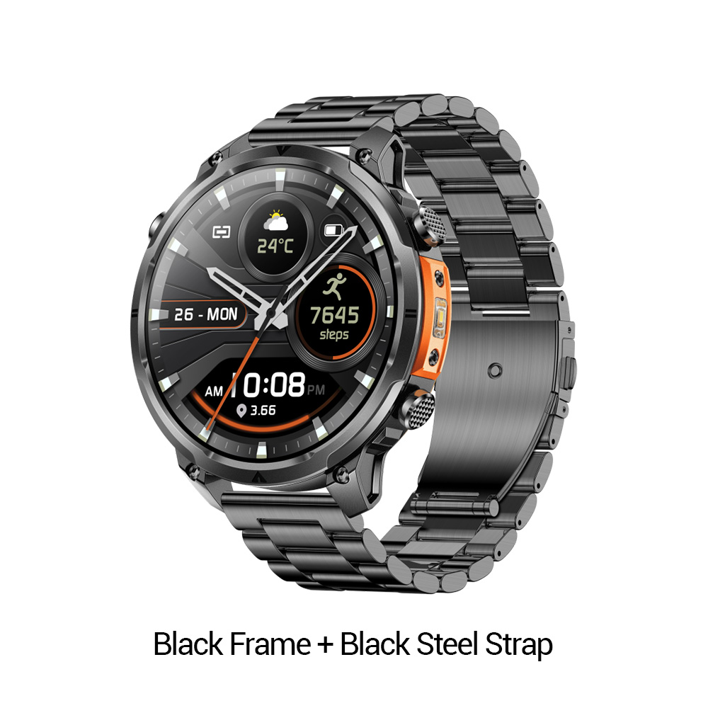 Cadre noir + bracelet en acier noir