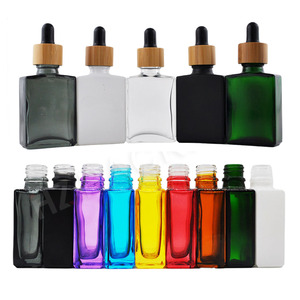 <strong>Gray</strong> Black Amber Green Rectangle White Colorful Cosmetic 30ml square Glass <strong>Dropper</strong> Essential Oil <strong>Bottle</strong> with Bamboo Cap - Product Image 6