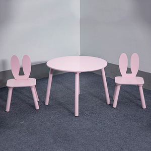 <strong>Best</strong> Price High Environmental Protection <strong>Table</strong> and Chairs Sets for <strong>Kids</strong> Pink Rabbit Cartoon Wood <strong>Kids</strong> <strong>Table</strong> and Chair Sets - Product Image 2