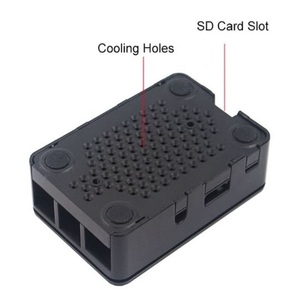 Raspberry Pi 3 Modelo B y 3B 3B + Raspberry Pi 3 2 Cubierta de carcasa negra Caja de carcasa Caja ABS + 2 piezas disipador de calor de aluminio puro