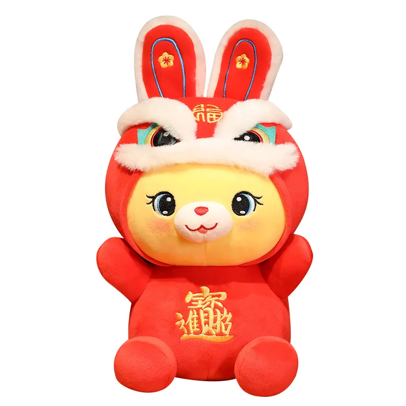 tuffed animals plush toys Wholesale Various Spring Festival Soft Stuffed Red Rabbit Customized Plush Toy New Year Gift