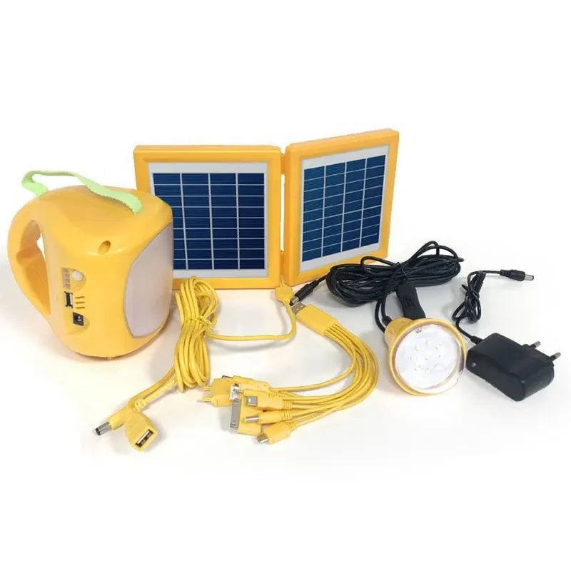 Mini Kits de Luz Solar Led con Panel Solar de 9V 4W IP55 5V 1W DC Bombilla 6V 4.5AH Batería Recargable Sistema de Iluminación Solar PARA EL Hogar