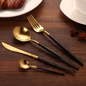 Wholesale Black and Gold Metal Portuguese 24 Piece <strong>Flatware</strong> Restaurant Filled Silverware Stainless Steel Outdoor <strong>Flatware</strong> - Product Image 3