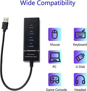 4-Port <strong>USB</strong> 3.0 Hub Splitter 5Gbps <strong>USB</strong> Data Hub 4 in 1 with LED Indication for Windows <strong>PC</strong>, Mac, Surface Pro,Laptop, Printer,30cm - Product Image 3