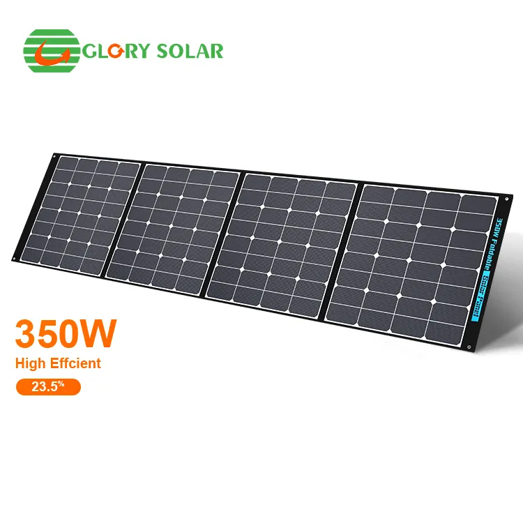 Panel surya PV lipat portabel 350W, berkemah luar ruangan silikon monokristalin dapat dilipat tahan air