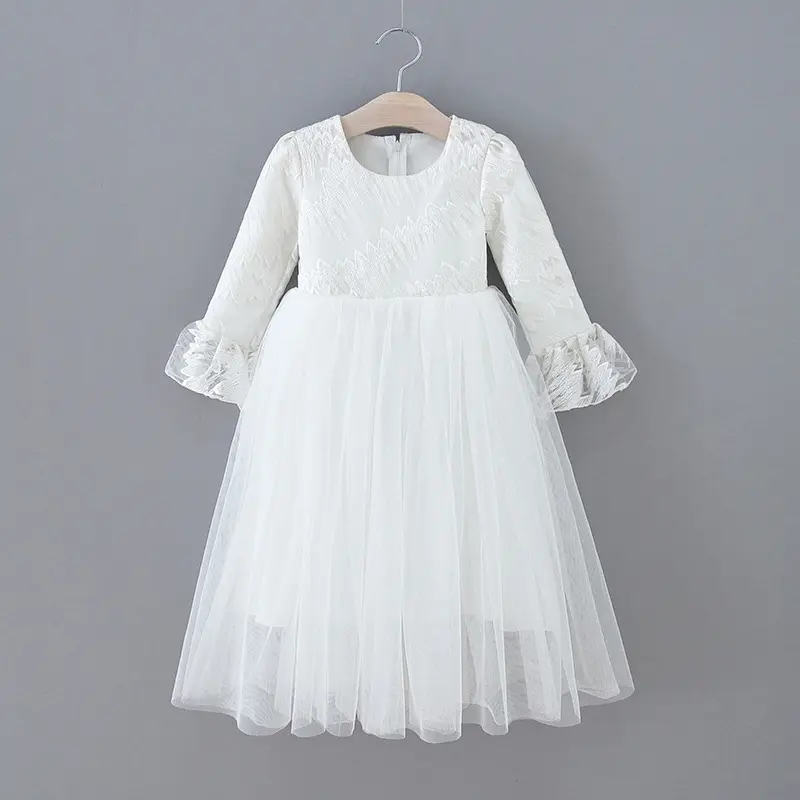 2-10 Anos Chiffon Crianças Vestidos Branco Formal Teen Vintage Pano Vestido de Princesa Para Menina Elegante Primavera Saia Crianças Tutu Vestido