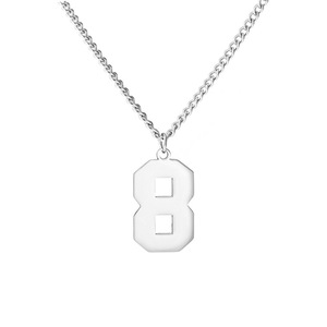 Stainless Steel Number Necklace for Men Boys High Polished 0 1 2 3 <strong>4</strong> 5 6 7 8 9 Numbers Pendant Necklace With 24&quot; Cuban <strong>Chain</strong> - Product Image 4