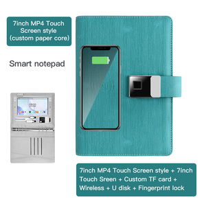 Diario de desbloqueo de huellas dactilares OEM personalizado, pantalla LCD MP4 de 7 pulgadas, cuaderno inteligente de cuero, cuaderno inteligente con Powerbank - Product Image 5