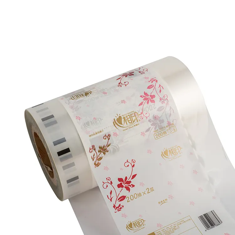 Film Kemasan Plastik PE Cetak Kustom untuk Kemasan Rol Kertas Toilet/Lapisan Gulungan Kemasan Kertas Pembungkus Tisu