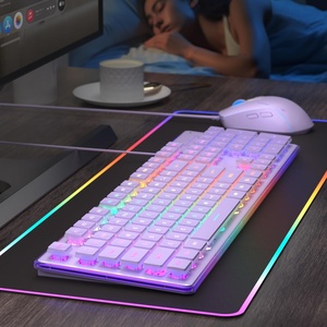 104-Key RGB Purple Gaming <strong>Keyboard</strong> <strong>Mouse</strong> <strong>Combo</strong> 6-Speed Pudding Keycaps Silent for PC Mac Windows Office <strong>Computer</strong>/Laptop - Product Image 6