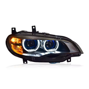 BMW X6 far takımı 2008-2014 için uygun E71 modifiye melek göz LED gündüz çalışan ışık LED Lens far - Product Image 1