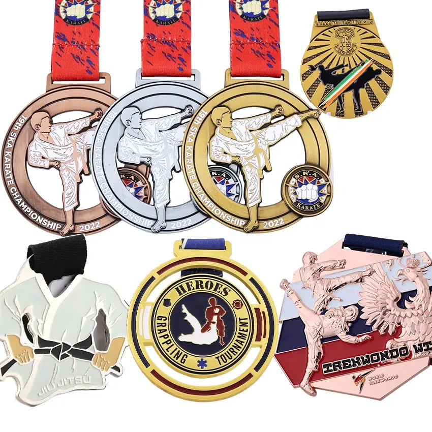 Manufacture Custom 3D Kung Fu Metal Judo Medals 3D Metal Martial Arts Medals Bjj Jiu Jitsu Judo Sport Medals