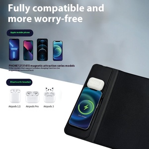携帯電話とイヤホン用の多機能カーチャージャー15Wワイヤレス充電マウスパッド特大ラバーデスクマット付き - Product Image 4