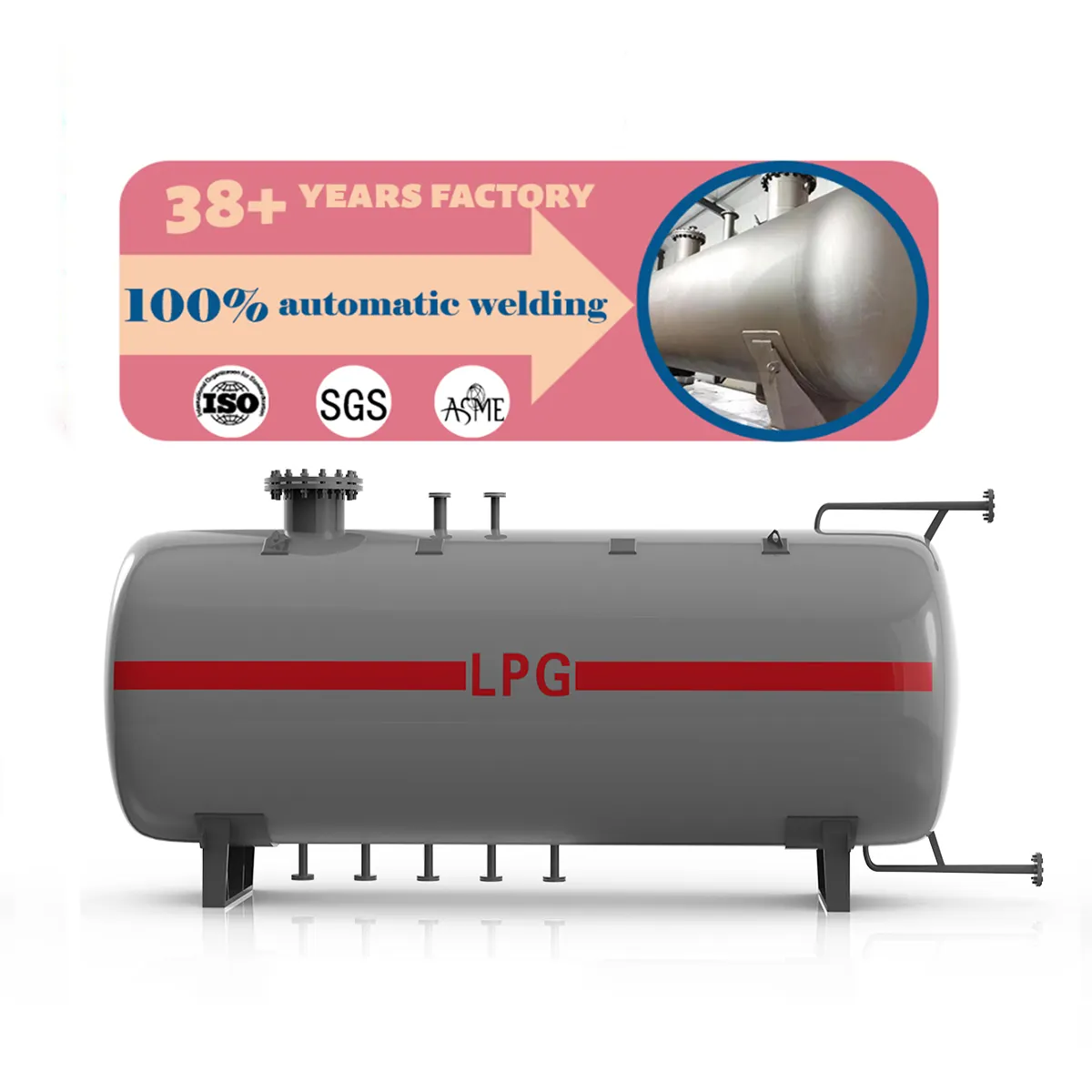 Réservoirs de stockage de gaz gpl en acier au carbone 150m3 pour le Ghana