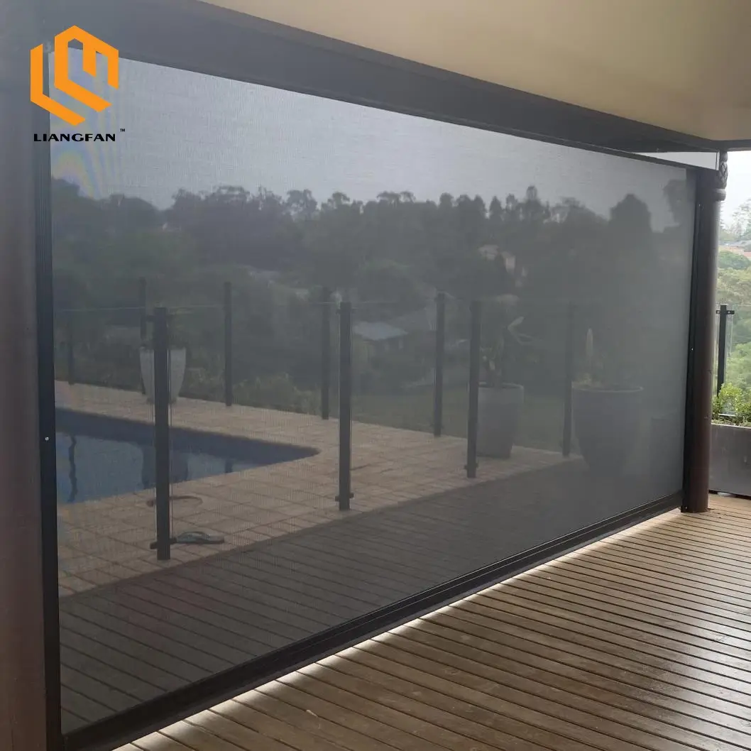 Mecanismo de persiana enrollable protectora para balcón, pantalla de privacidad con cremallera para jardín y balcón