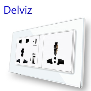 Enchufe multifunción Delviz, toma de corriente Dual Universal 13A, 18W 3A Tipo C Carga rápida inteligente Puerto USB de 5V Toma eléctrica de pared - Product Image 1