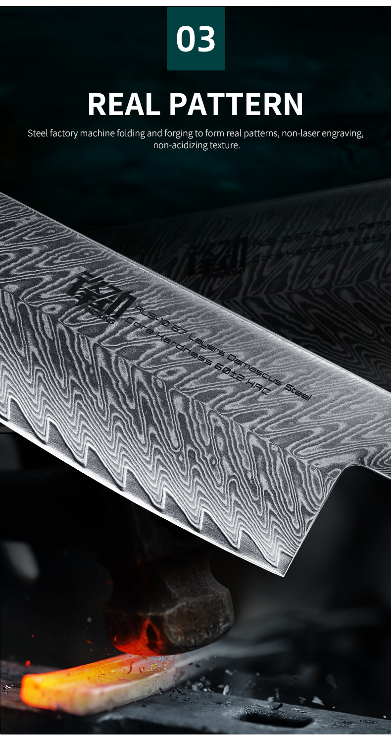 FINDKING Red Samurai Series Rosewood Handle AUS-10 67 Layers Damascus Steel 6.5 inch Kitchen Cleaver Nakiri Santoku Chef Knife