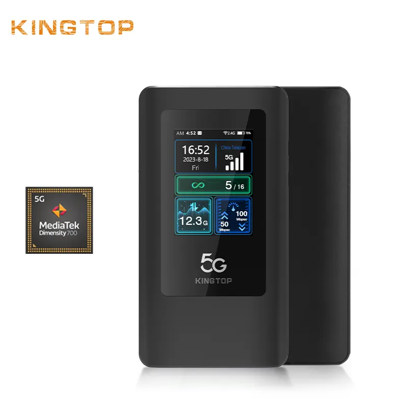 KINGTOP Extérieur Mobile WiFi Hotspot 5G Modem WiFi 4400mAh Avec Carte SIM
