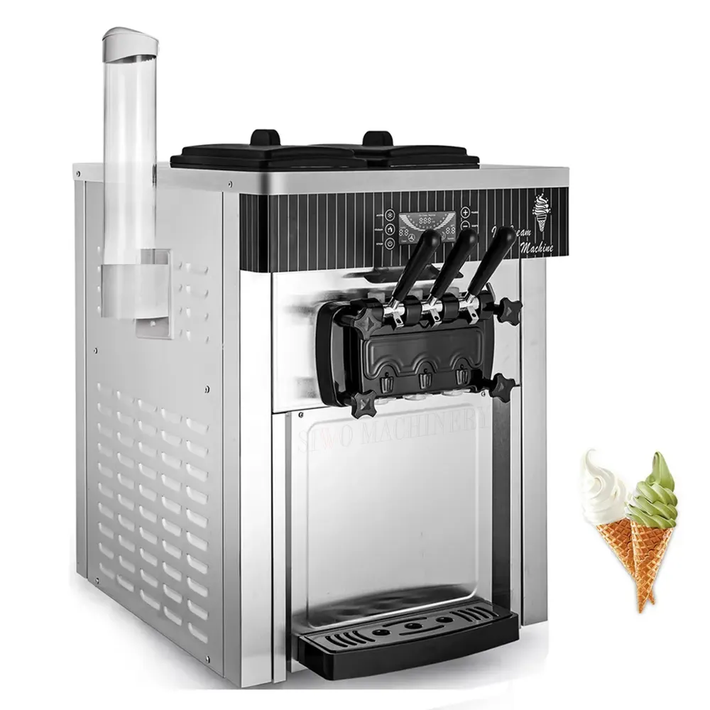 Máquina para hacer helados de servicio suave con placa controladora completamente automática de 2/2 "para negocios