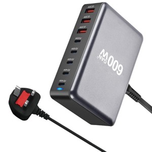 600W masaüstü GaN hızlı PD şarj 8 port USB tip-c adaptörü akıllı dijital cep scooter kulaklık için şarj standı standı - Product Image 6