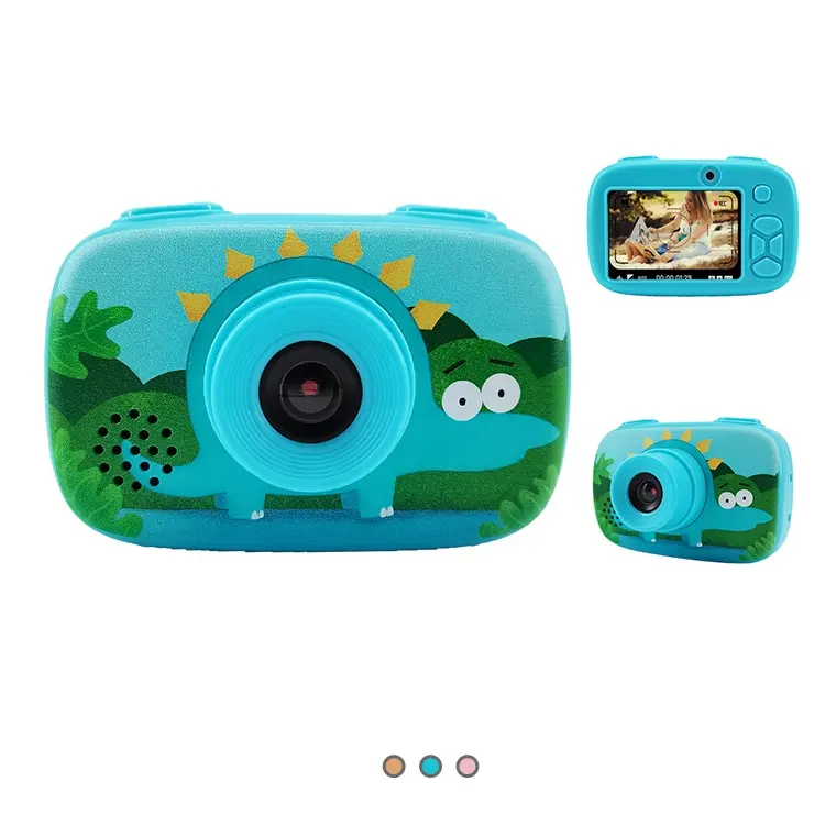Новые дешевые Мультяшные игрушки Цифровой Видео Детский планшетный ПК с двойным объективом HD дети розовый Кот динозавр лиса детские цифровые детские камеры