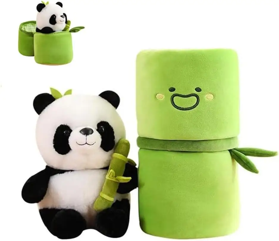 Panda Animal de peluche Panda lindo con muñeco de peluche de bambú oso Panda suave almohada de felpa para niños