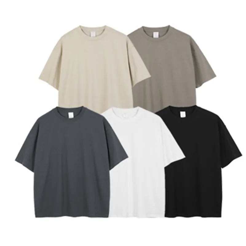 Blanco 100% Katoenen 230G Drop Shoulder Oversized Herenkleding Afdrukken 3d Bladerdeeg Over Print T-Shirts Custom Logo T-Shirt