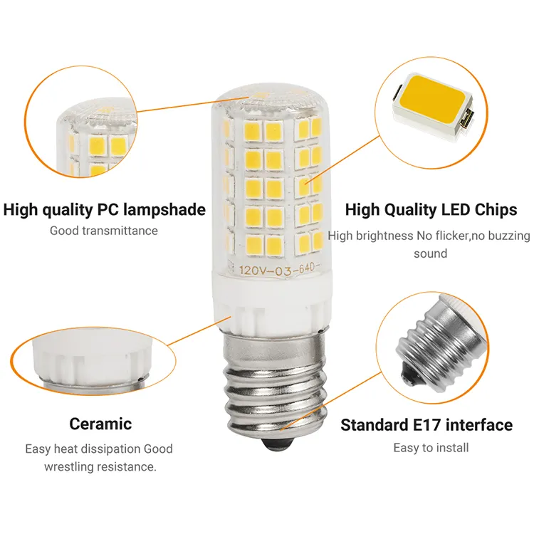 מכירה לוהטת Dimmable סין E17 5w 120v 600lm אין הבהוב קרמיקה + מחשב אור