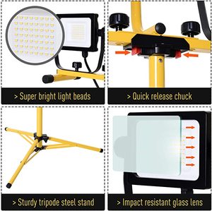 Ayrılabilir çift led ve hafif yüksekliği ayarlanabilir çelik Tripod ile 7000 lümen 70W Tripod çalışma ışığı - Product Image 3