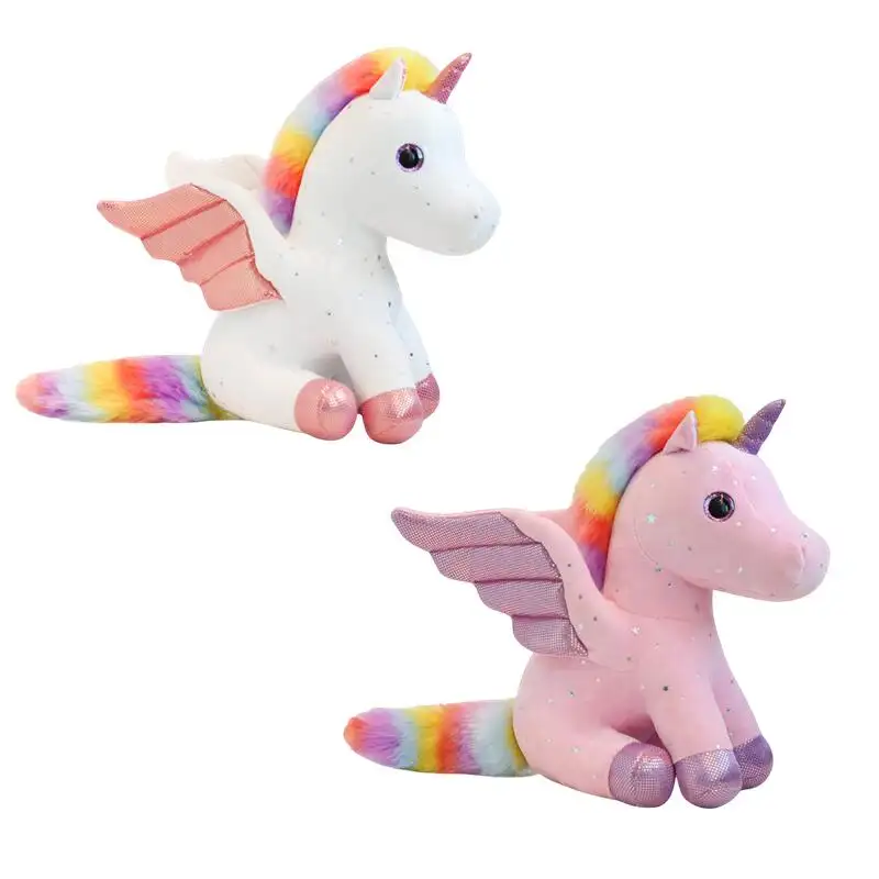 Biểu Tượng Tùy Chỉnh Unicorn Bán Buôn Nhà Sản Xuất Mềm Mại Đầy Màu Sắc Cánh Thú Bông Món Quà Búp Bê Thú Nhồi Bông Bay Ngựa Unicorn Đồ Chơi Sang Trọng