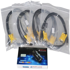 USB <strong>KVM</strong> <strong>Switch</strong> 4 Port PC Monitor <strong>Switches</strong> with 4 USB VGA Cables for Computer Keyboard Mouse Monitor