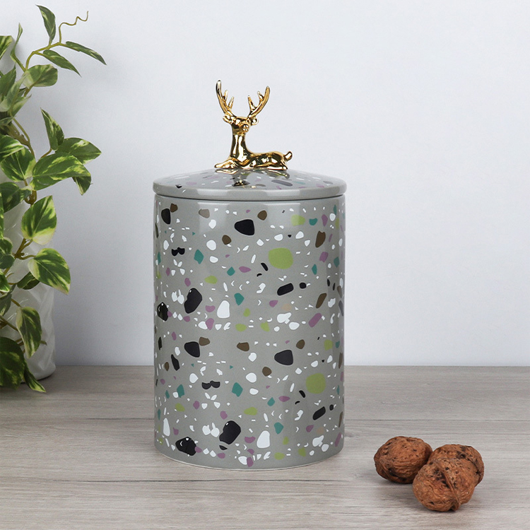 Customization nordic creative ceramic kitchen storage jar living room coffee table light luxury home decoration sealed storage