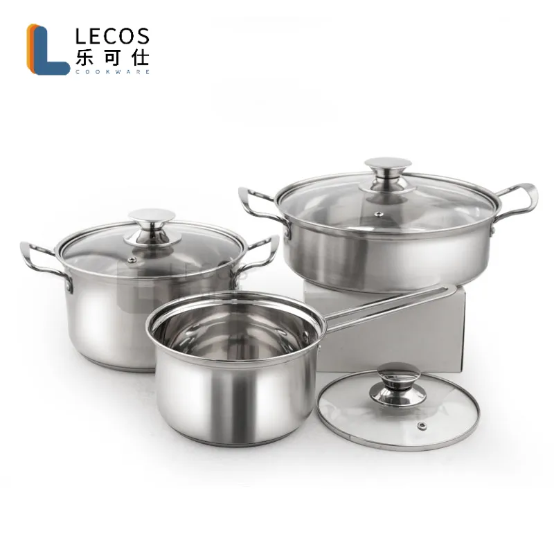 6pcs Hot Sales Estilo Coreano Composto Bottom Aço Inoxidável Panelas Pot Set Cooking Pots Set Kitchen Pots Set