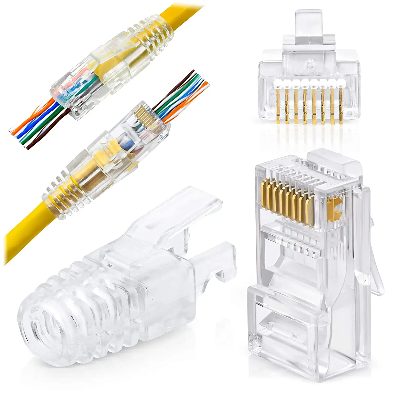 Câble Ethernet rg45 pince câble câble conector RJ 45 cat 6 sftp utp plug pass through Ez RJ45 connector CAT6
