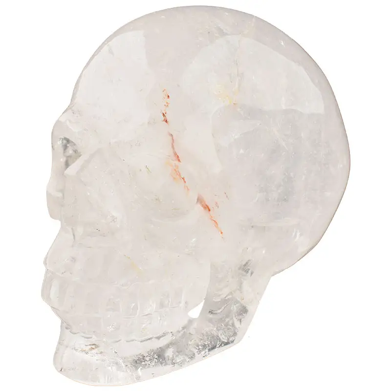 Crâne en cristal transparent sculpté à la main, 100% naturel, taille de vie