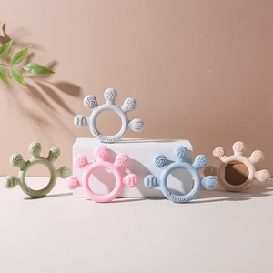 Unisex mềm đồ chơi mới nhất cấp thực phẩm Silicone núm vú bé Teether gấu hình dạng động vật với Giáo Dục Tính năng an toàn - Product Image 2