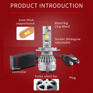 ชุดแปลงไฟหน้า Led Q7 100 28000 9005 9006,ไฟหน้าลำแสงสูงต่ำ H11ลูเมนทำงานได้ดีบน H7 H4 - Product Image 4