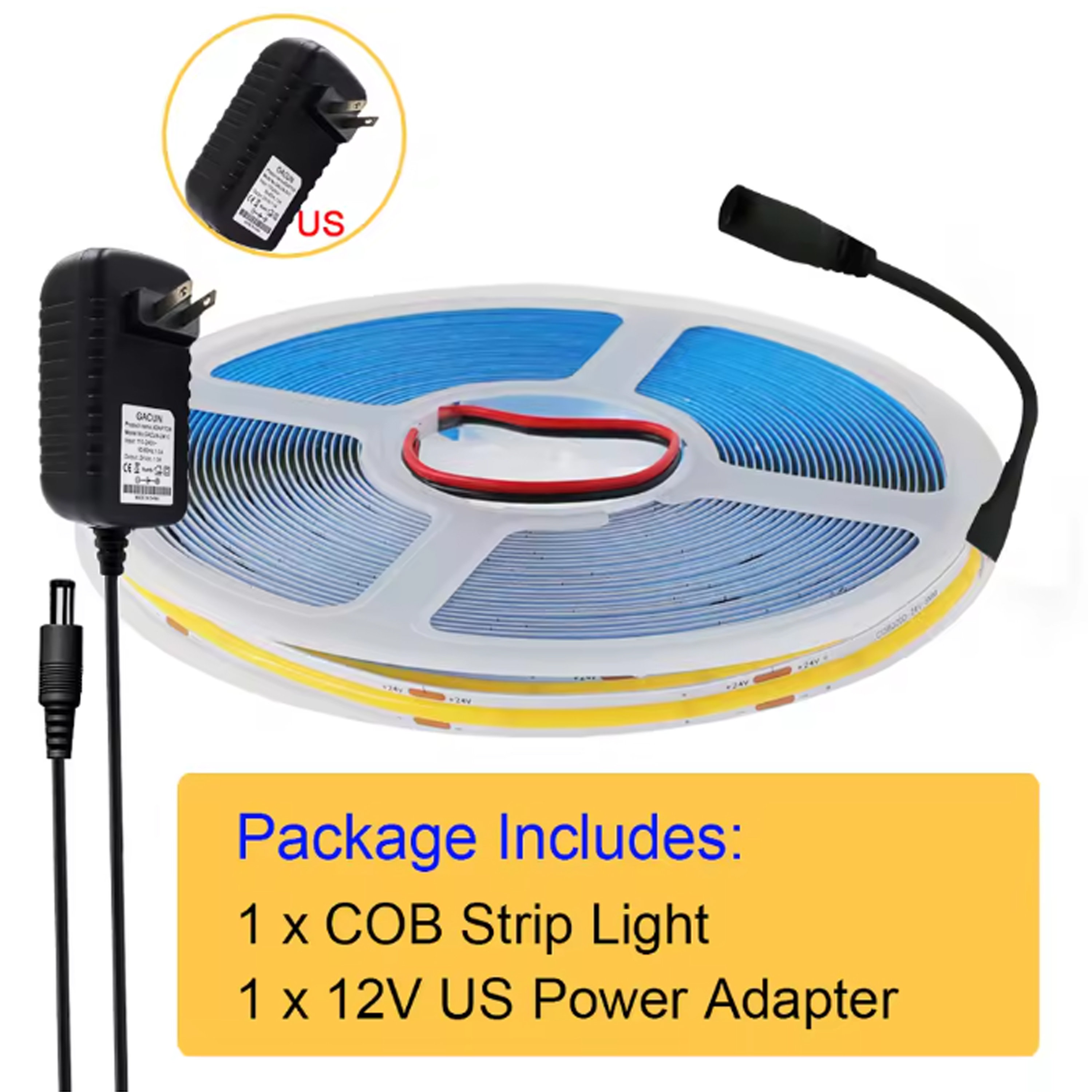 Lumière de bande + adaptateur de puissance des USA
