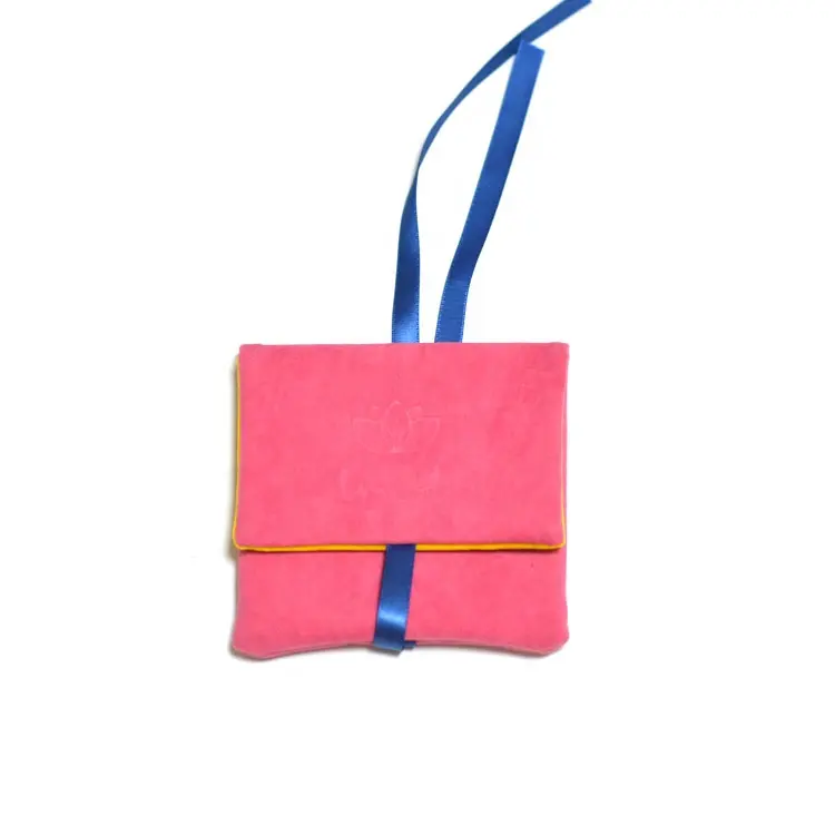 Bolsa de joias de feltro de luxo com fita rosa para colar, bolsas para joias de feltro