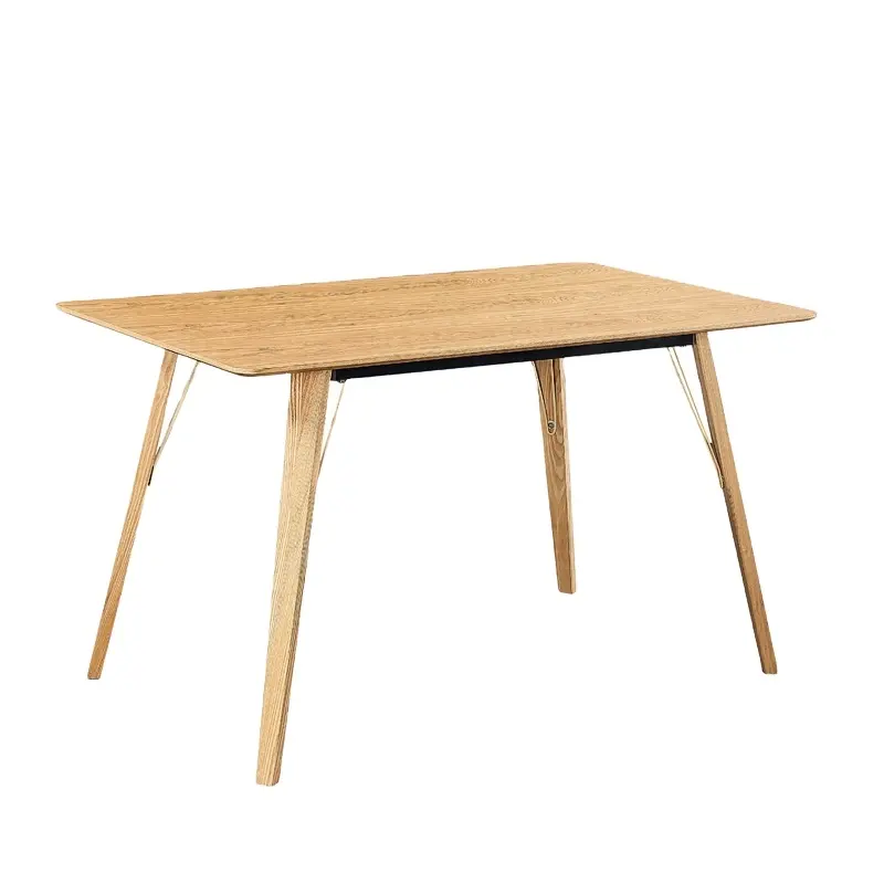 Mesa de comedor con patas de madera de caucho y tapa de chapa de madera de fresno de Diseño popular