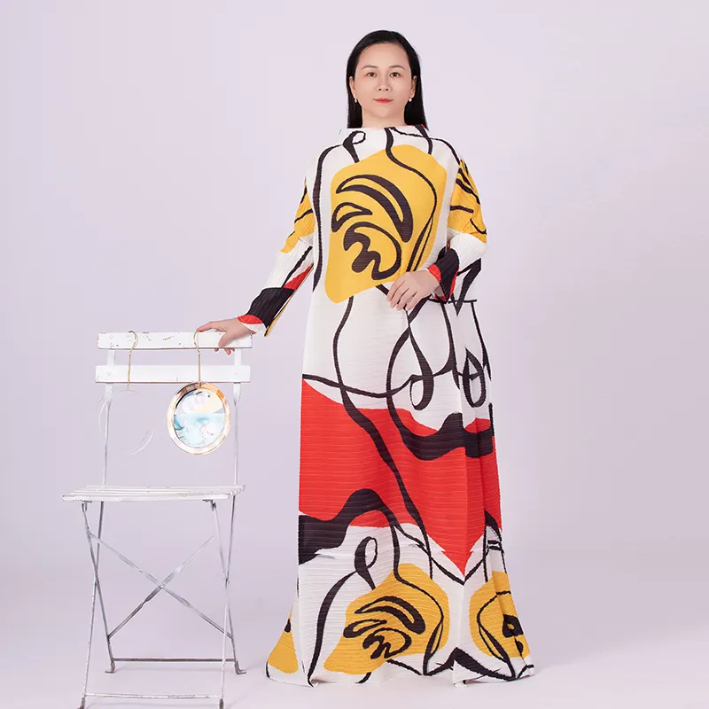 Tianbao Miyake Plissee Bekleidungs fabrik Großhandel Direkt verkauf Großformat druck Langrock Hochwertige afrikanische Damen bekleidung