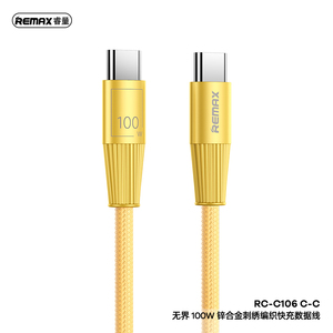 Remax RC-C106 100W Zinc Alloy Braided Fast Charging Data Cable Type-<strong>c</strong> to Type-<strong>c</strong> - Product Image 2