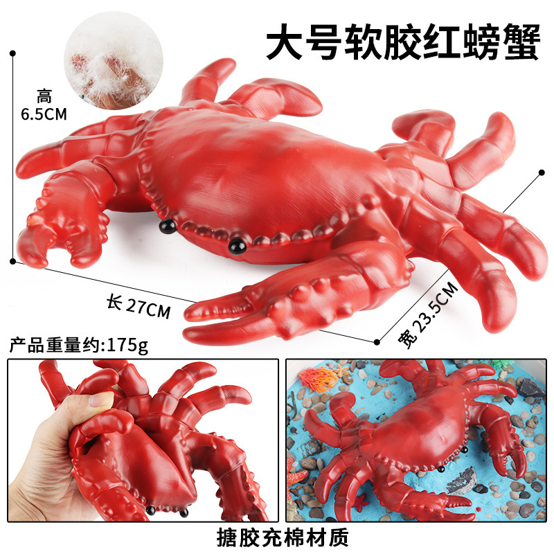 Crabe rouge YB coloré, grand et moelleux, rempli de caoutchouc.