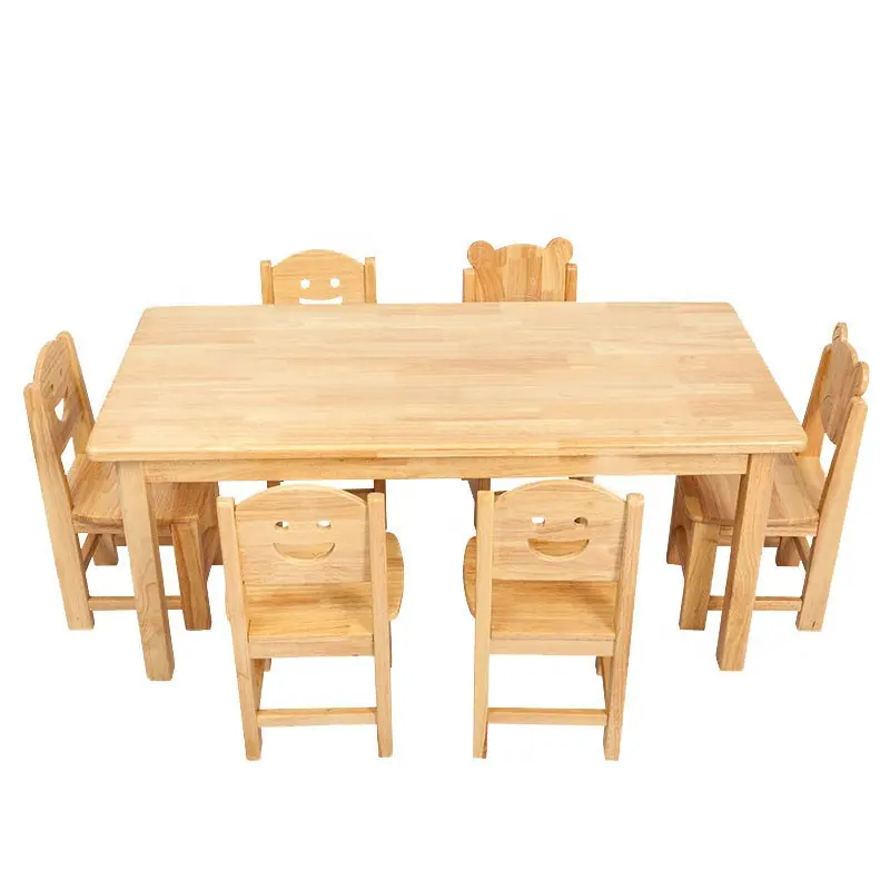 Kids Study Table Desk and Chair Children Wooden Kindergarten Preschool Playroom Activity Table Furniture 2021 Montessori Wooden