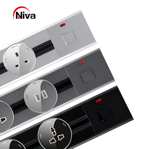 Aluminum Flush Socket with Switch Movable Power Rail <strong>Plug</strong> <strong>Mount</strong> Outlet for Kitchen Desktop 60cm Without Adapter - Product Image 2