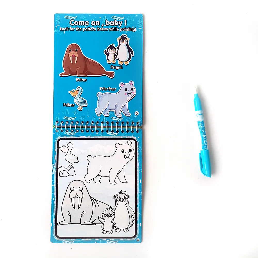 재사용 가능한 보드 동물 스타일 어린이 물 그림 책 물 낙서 책 휴대용 그림책의 반복 사용