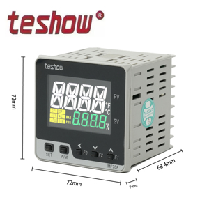Teshow MF708 <strong>PID</strong> Thermostat <strong>Controller</strong> Dual <strong>Output</strong> Relay + <strong>SSR</strong> (72mm*72mm) Plastic LCD Display <strong>Temperature</strong> <strong>Controller</strong> OEM/ODM - Product Image 2