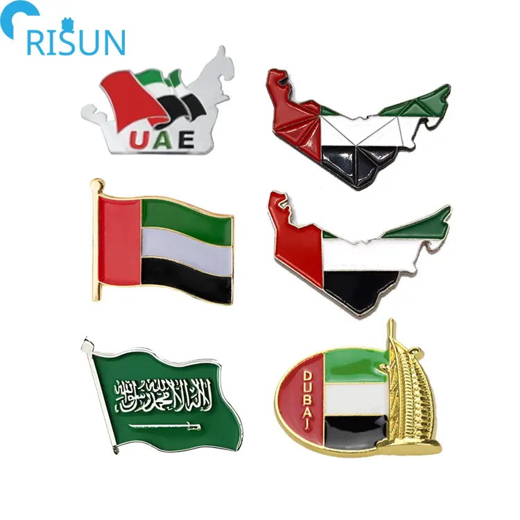 Herstellung Vereinigte Arabische Emirate Anstecknadel UAE Country Flag Emaille Pin Dubai Saudi National Day Arabien Dubai Expo Abzeichen Brosche