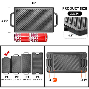 Không Dính Có Thể Đảo Ngược Đúc Sắt BBQ <span class=keywords><strong>Pan</strong></span> Trong Nhà Ngoài Trời Nấu Ăn Bền Nướng Chảo Hai Mặt Nướng <span class=keywords><strong>Pan</strong></span> Cho Khí Và Lò Nướng - Product Image 2