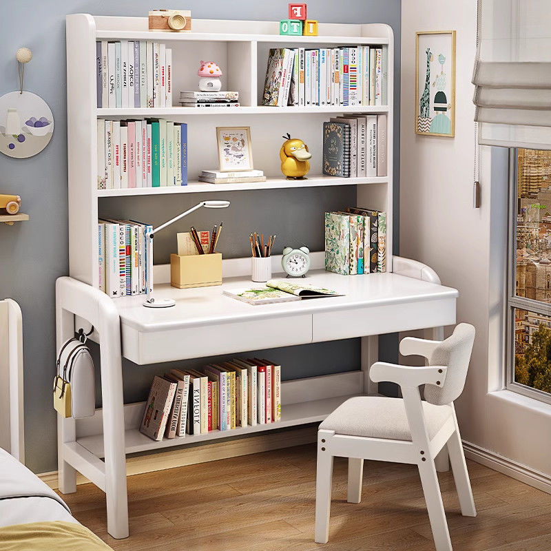 Bureau et chaise en bois massif blanc